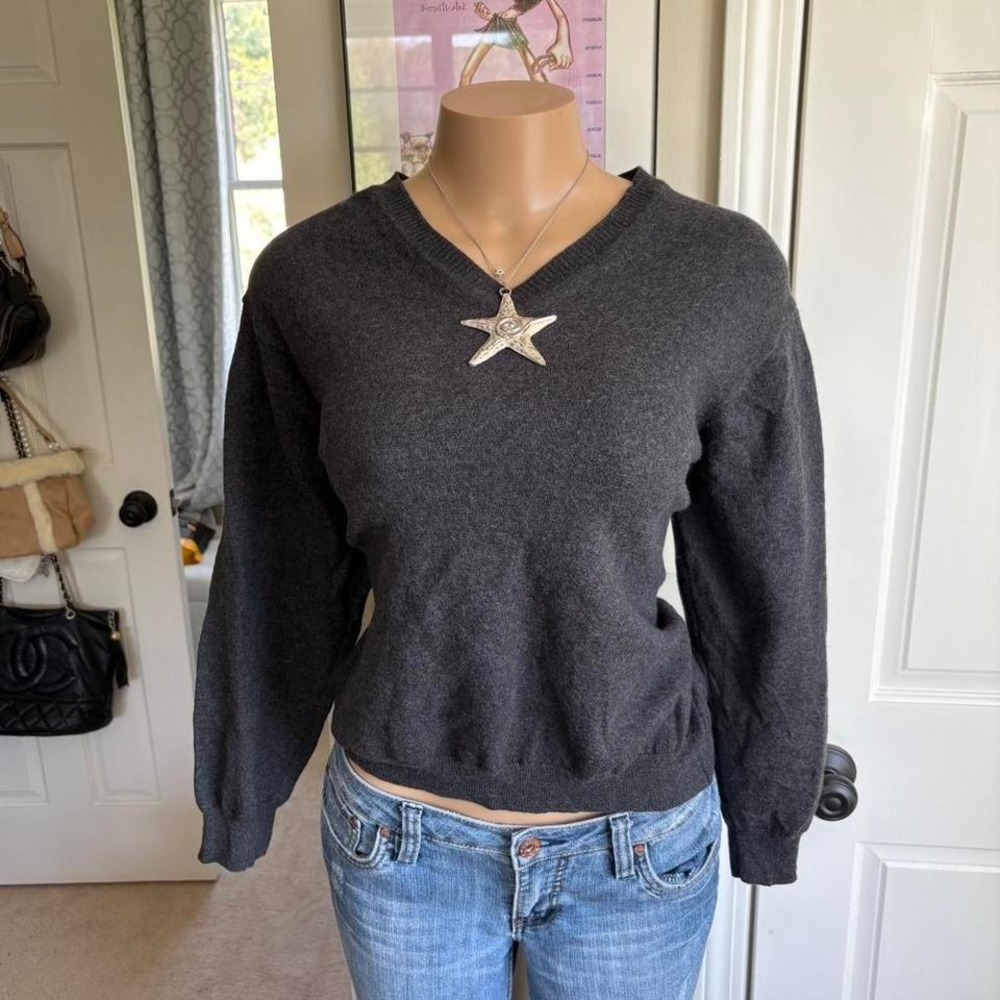y2k 2000s minimalist wool gray sweater